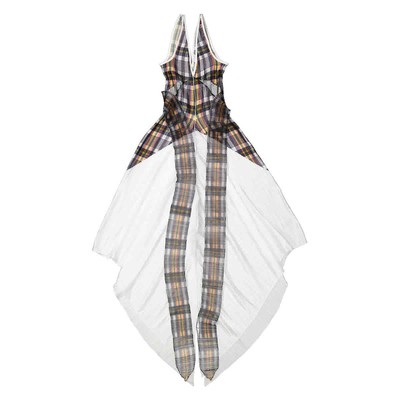 Pre-owned Burberry Ladies Canary Yellow Check Panel Satin Plisse Gown