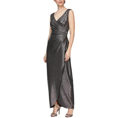 

Alex Evenings Женское черное вечернее платье макси с украшением плюс  BHFO 8848, Gunmetal