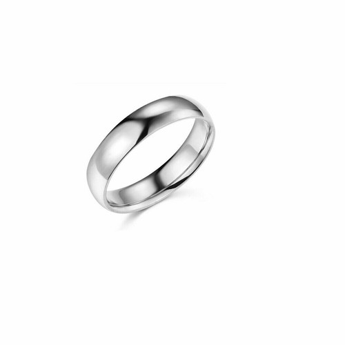 Pre-owned Td Collections 14k White Gold 5mm Plain Regular Fit Classic Light Dome Wedding Band