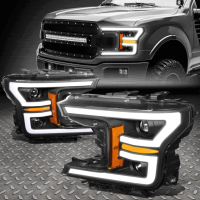 [LED DRL +ПОСЛЕДОВАТЕЛЬНЫЙ СИГНАЛ] ДЛЯ 18-20 ПРОЕКТОРНЫХ ФАР FORD F150 С ЧЕРНЫМ ЯНТАРЕМ