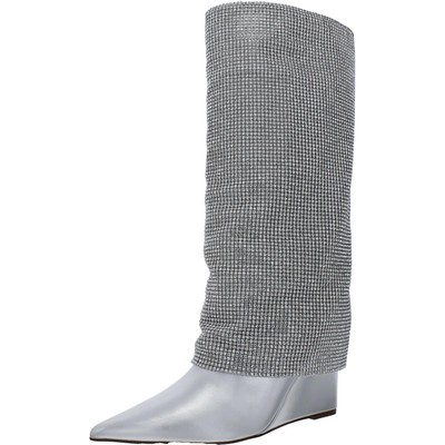 Steve Madden Womens RISKI Silver Knee-High Boots Boots 7 Medium (B,M) BHFO 8936