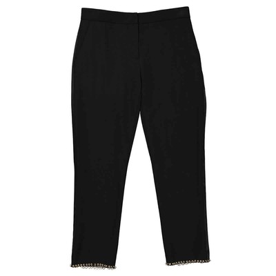 Pre-owned Burberry Ladies Black Hanover Ring-pierced Wool Tailored Trousers, Brand Size 8