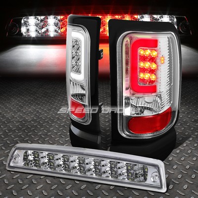 ХРОМИРОВАННЫЕ ПРОЗРАЧНЫЕ ЛИНЗЫ, 3D СВЕТОДИОДНЫЙ ЗАДНИЙ ФОНАРЬ + 3-Й СТОП-СИГНАЛ ДЛЯ 94-02 DODGE RAM 1500-3500