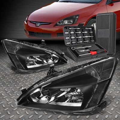ДЛЯ 03-07 HONDA ACCORD ЧЕРНЫЙ КОРПУС ПРОЗРАЧНЫХ БОКОВЫХ ФАР ГОЛОВНОГО СВЕТА + НАБОР ИНСТРУМЕНТОВ