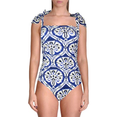 

Johanna Ortiz Womens Alcazar Beachwear Слитный купальник с принтом для бассейна BHFO 3472, Persian blue