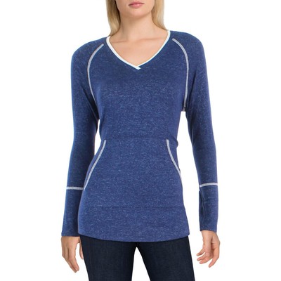 

Женская синяя рубашка-блузка с V-образным вырезом Nic + Zoe, топ  BHFO 9951, Navy