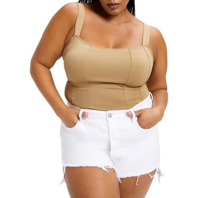 Хорошее американское женское боди-майка Princess Seam Brown Stretch Top 5 BHFO 4407