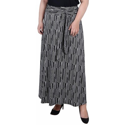 Длинная макси-юбка с завязками на талии из коллекции NY Collection Womens B/W с принтом плюс 2X BHFO 6184