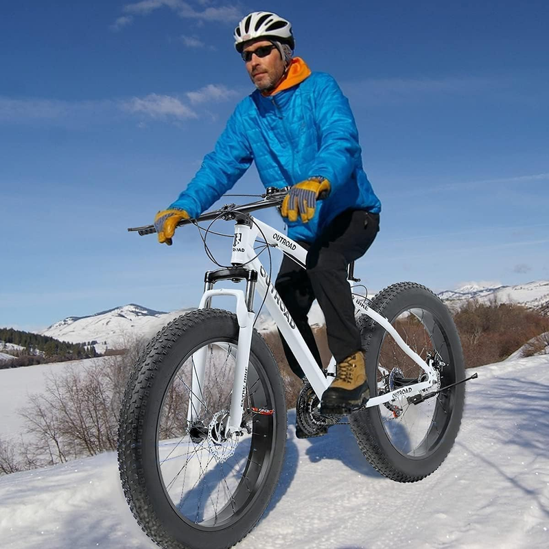 26 Inch Fat Tire Mountain Bike, 21 Speed with Dual Front Suspension, Double Disc