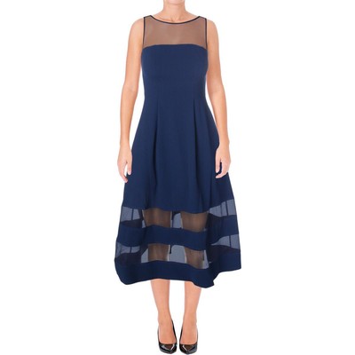 

Темно-синее женское коктейльное платье из креповой сетки Aidan by Aidan Mattox  BHFO 8063, Navy