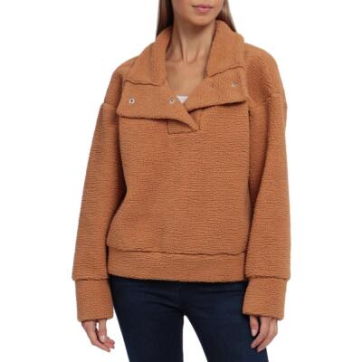 

Bagatelle Womens Tan Fleece Snap Top Pullover Sweat Jacket  BHFO 7162, Cognac
