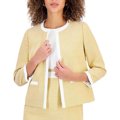 Kasper Womens Tan Open Front Office Workwear Collarless Blazer 16 BHFO 4914