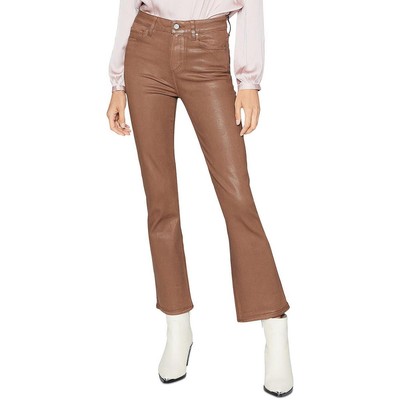 Paige Womens Claudine Brown Coated Faux Leather Ankle Pants 34 BHFO 4942