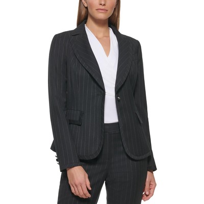 

Женский блейзер DKNY в черно-белую полоску с одной пуговицей Petites  BHFO 5133, Black-white