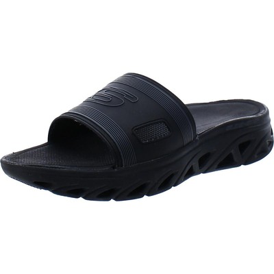 

Skechers Mens Glide Step Black Sport Sandals Flats 10 Medium (D) BHFO 8574, Черный