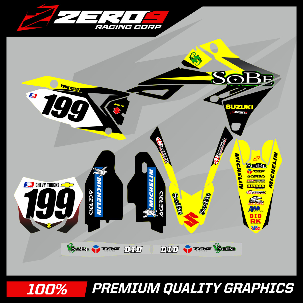 Custom MX Graphics Kit: SUZUKI RM RMZ 125 - 450 - PASTRANA SOBE