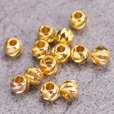 Round Carved 3mm 4mm 5mm 6mm 8mm Gold Silver Brass Metal Loose Spacer Beads Lot