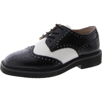 Steve Madden Womens Freddy Black Leather Oxfords Shoes 6 Medium (B,M) BHFO 3642