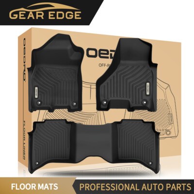Custom Fit Floor Mats 2 Row Liner Set Black for 2019-2024 Ram 2500/3500 Crew Cab