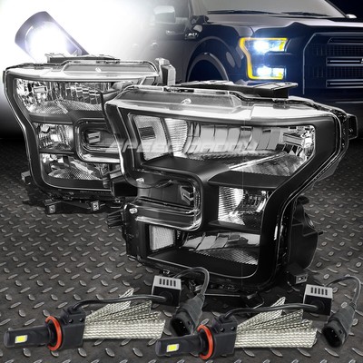 ЧЕРНАЯ ФАРА С ПРОЗРАЧНЫМ ОТРАЖАТЕЛЕМ + ЛАМПА НАКАЛИВАНИЯ + БЕЛАЯ СВЕТОДИОДНАЯ СИСТЕМА 6000K ДЛЯ 15-17 F150