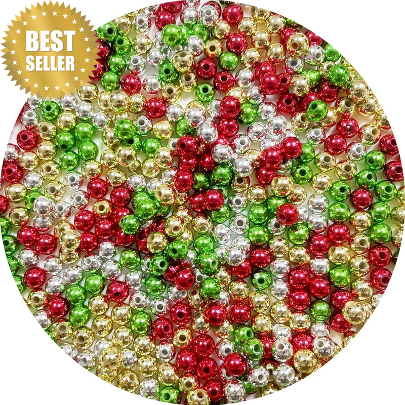 Christmas Beads, 500 PCS 6Mm Glossy round Spacer Beads for Jewelry Making, DIY C