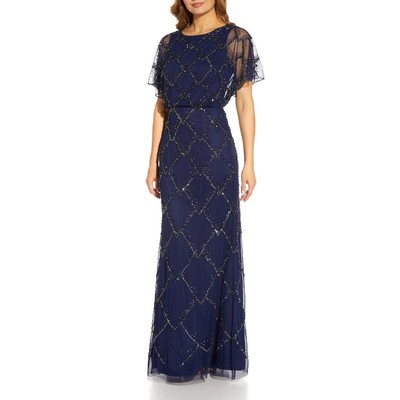 

Adrianna Papell Женское темно-синее вечернее платье с украшением Petites  BHFO 0141, Light navy