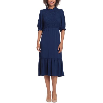 Женское темно-синее платье-сорочка Maggy London с ярусами до середины икры 10 BHFO 8159