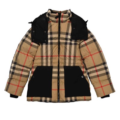 Pre-owned Burberry Recycled Polyester Check Print Puffer Jacket In Multicolor