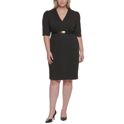 

Женское черное платье-футляр с пышными рукавами Calvin Klein Plus  BHFO 9882, Черный