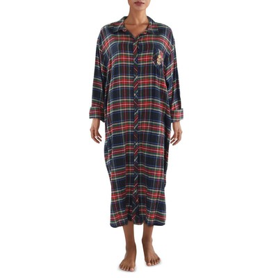Lauren Ralph Lauren Womens Black Plaid Nightgown Loungewear Plus 3X BHFO 3668