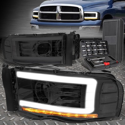 ДЛЯ 02-05 DODGE RAM LED DRL ДЫМЧАТАЯ ПРОЗРАЧНАЯ ФАРА ПРОЕКТОРА ГОЛОВНОЙ ФОНАРЬ + НАБОР ИНСТРУМЕНТОВ