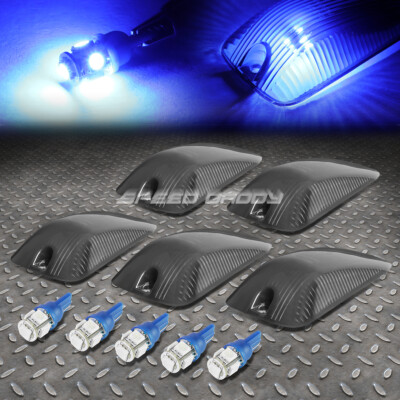 ДЛЯ 88-02 CHEVY/GMC C/K 5ШТ ЗАКОПЧЕННЫЙ КОРПУС СИНИЙ СВЕТОДИОДНЫЙ ХОДОВОЙ ФОНАРЬ НА КРЫШЕ КАБИНЫ