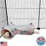 Guinea Pig Rat Ferret Hammock and Corner Tunnel for Small Animals - Hedgehog, Piggy, Chinchilla Hideout and Cage Accessories (Owl Design)