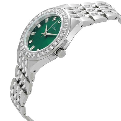 Pre-owned Bulova Crystal Quartz Green Dial Men's Watch 96a253