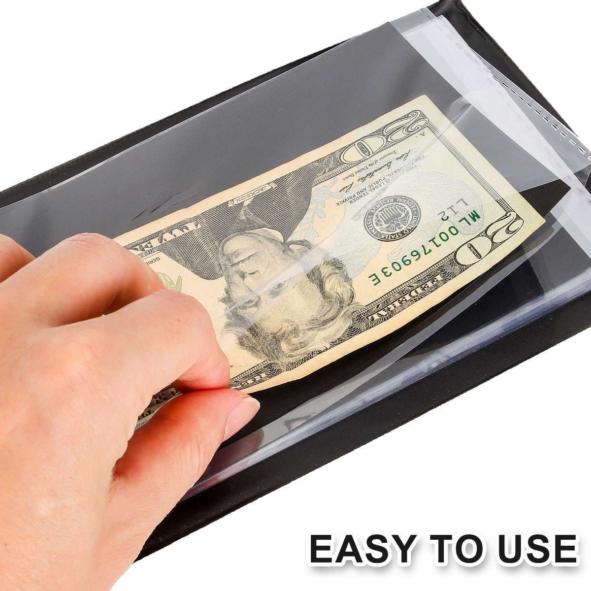 60 Pcs Paper Money Currency Banknote Collection Album Pocket Book Storage Black
