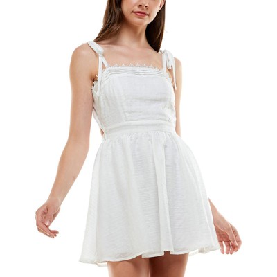 Женское белое мини-платье Trixxi с вырезом на спине и расклешенными рукавами Juniors XL BHFO 9104