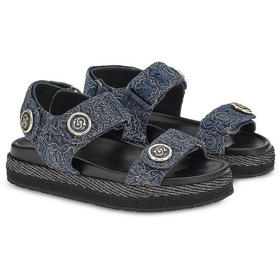 

Женские синие босоножки на танкетке Salvatore Ferragamo Kalie Gal, ширина 8 (C,D,W) BHFO 7009, Джинса, Kalie Gal