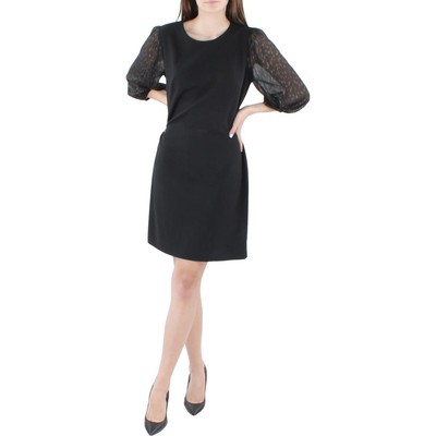 

Женское черное короткое свадебное мини-платье DKNY с епископским рукавом  BHFO 1926, Черный