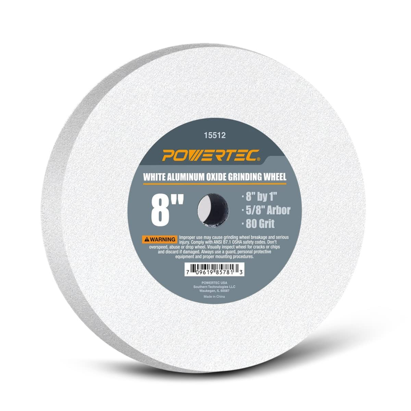 POWERTEC 15512 80 Grit Aluminum Oxide Grinding Wheel, 8-Inch