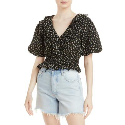 

Женская блузка с присборенной блузкой и оборками WAYF Mayville с цветочным принтом BHFO 4935, Black/yellow