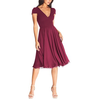 

Платье Женское Corey Purple с v-образным вырезом и расклешенным платьем The Population  BHFO 0284, Dark magenta