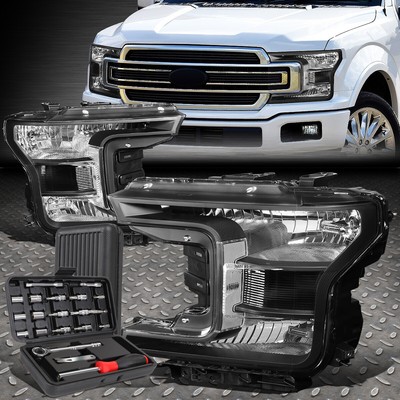 ДЛЯ 18-20 FORD F150 ЧЕРНЫЙ КОРПУС, ПРОЗРАЧНЫЕ УГЛОВЫЕ ФАРЫ ГОЛОВНОГО СВЕТА + НАБОР ИНСТРУМЕНТОВ