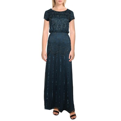 Adrianna Papell Женское вечернее платье-блузон с синими украшениями, 10 BHFO 6520