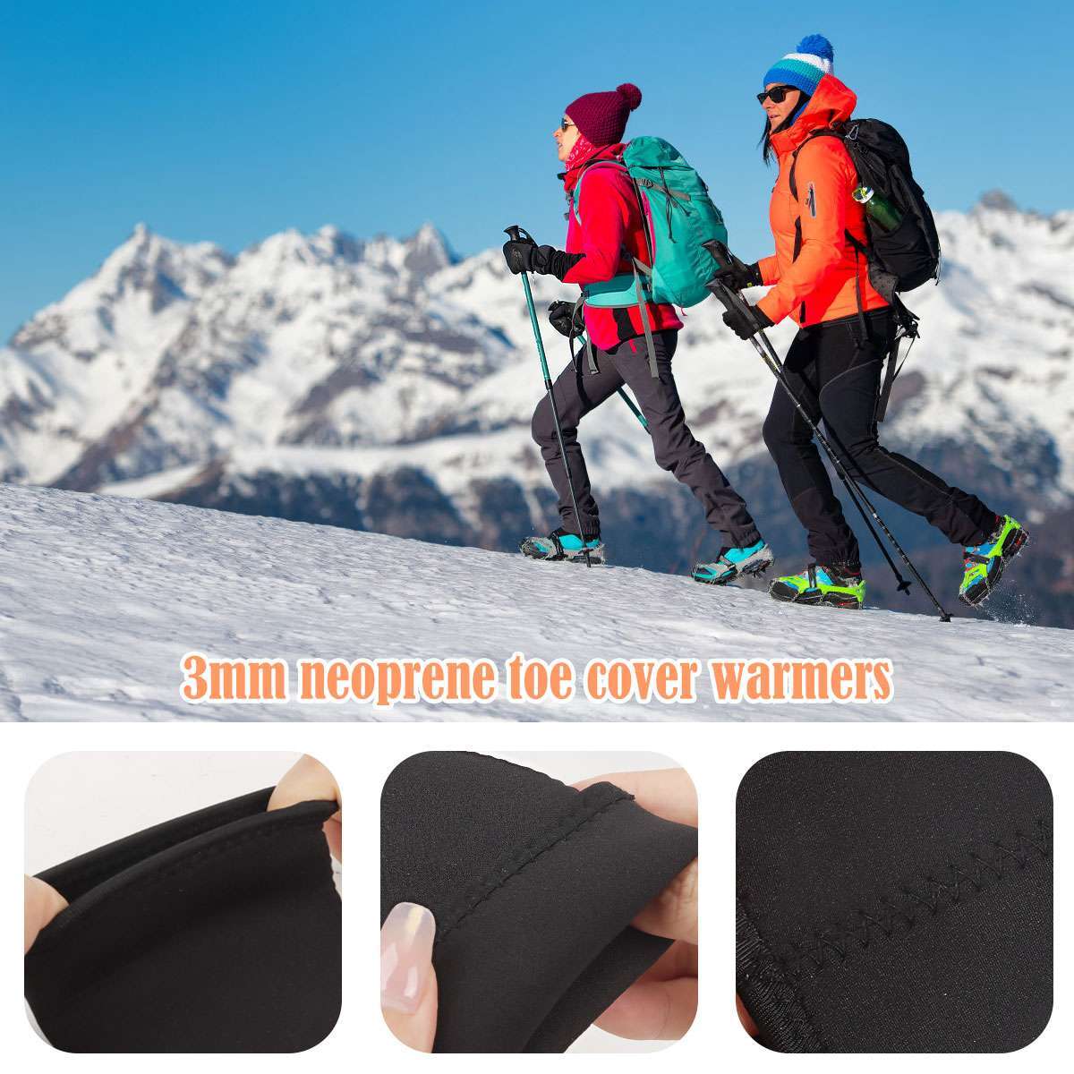 2 Pairs 3mm Neoprene Toe Warmers Black Feet Warmer Toe Covers Thermal Foot