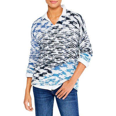 

Женский вязаный пуловер с V-образным вырезом и принтом Nic + Zoe BHFO 2117, Blue multi