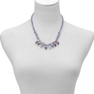 NIB $69.99 Multi Color 18 Inch Necklace in Silvertone ( crystal ) B-19