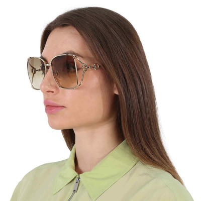 Pre-owned Gucci Brown Square Ladies Sunglasses Gg1020s 004 61 Gg1020s 004 61