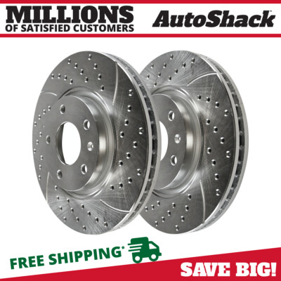 Front Drilled Slotted Brake Rotors Silver Pair 2 for Chevy Sonic Cruze Limited