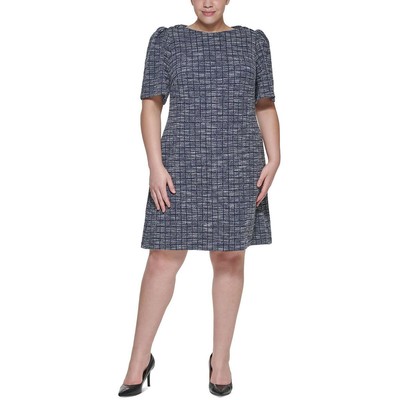 Женское темно-синее твидовое платье-футляр в клетку Calvin Klein для работы Petites 2P BHFO 9300