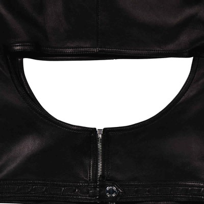 Pre-owned Burberry Ladies Marina Cut-out Detail Black Leather Skirt
